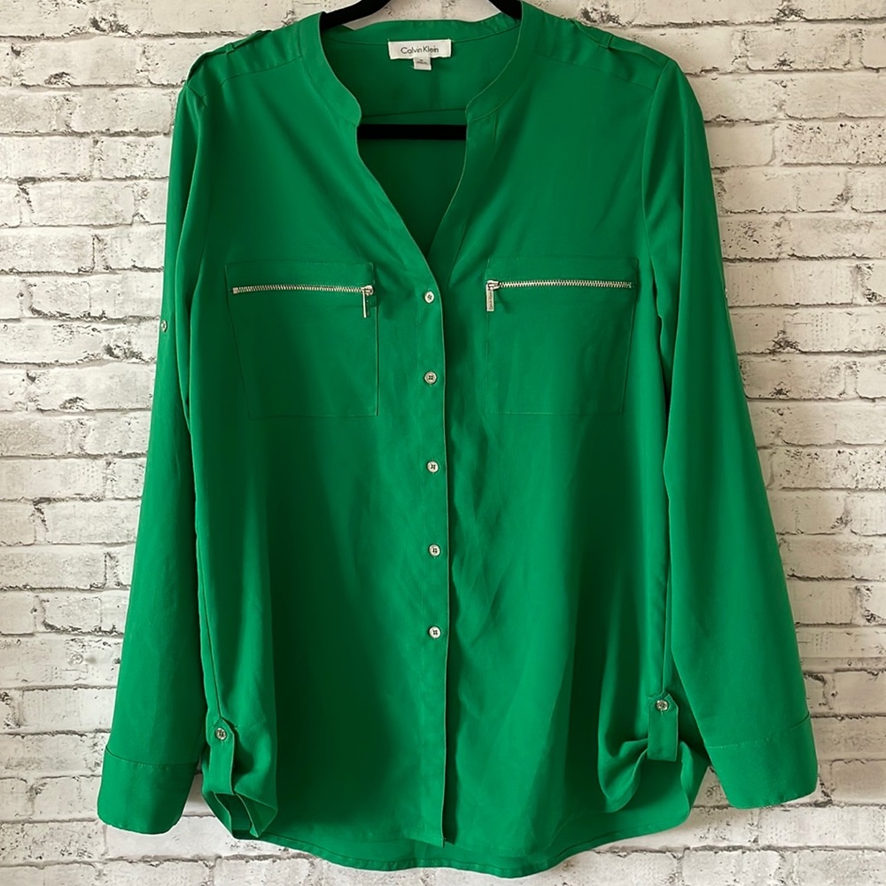 Calvin Klein Roll-Tab Blouse